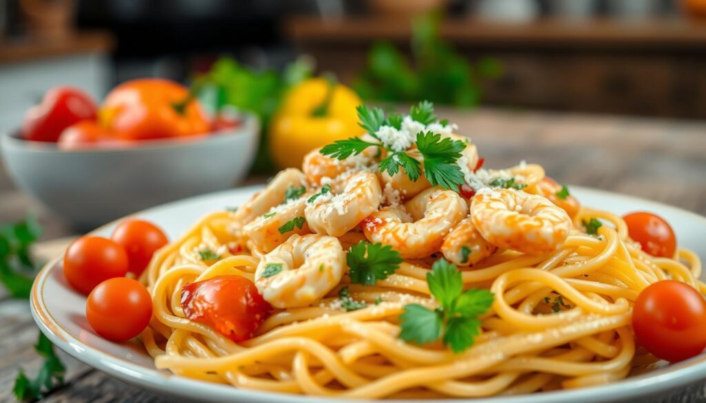 Chicken and Shrimp Pasta Dish