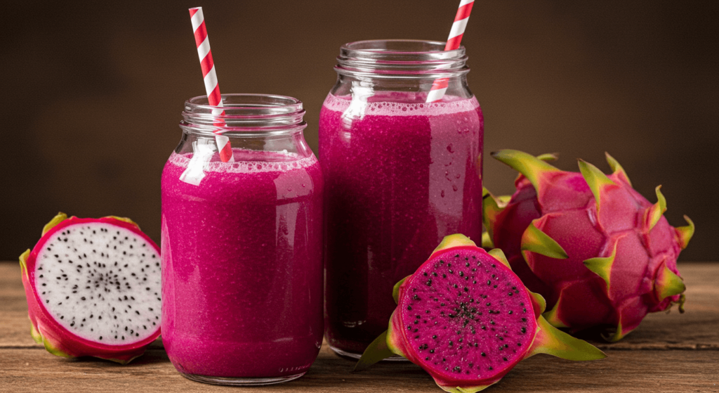 Homemade dragon fruit juice
