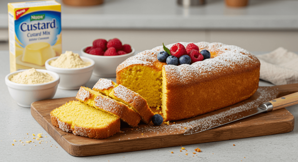 box cake adds custard mix